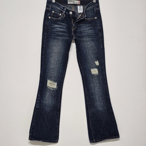 LEVI'S 518 DISTRESSED SUPERLOW BOOT CUT JEANS SIZE 1M - Picture 1 of 16